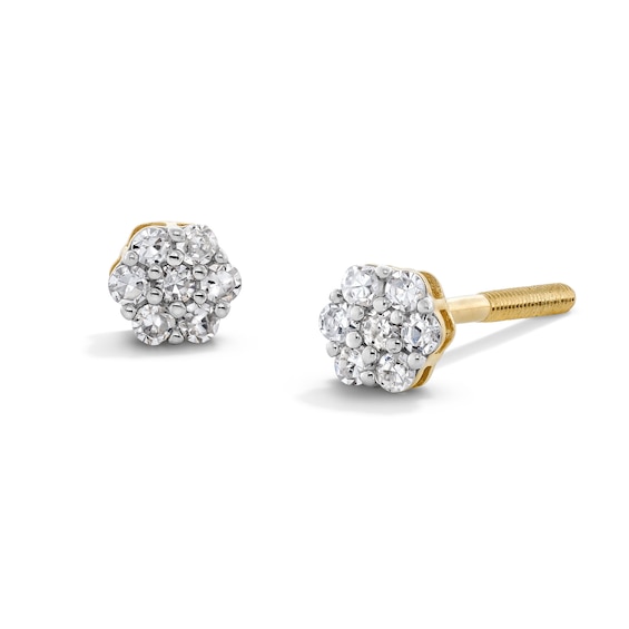 10K Gold 1/ CT. T.W. Lab-Grown Diamond Flower Cluster Studs