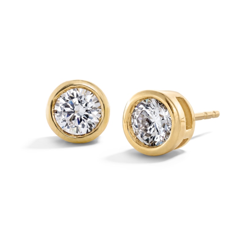Main Image 1 of 10K Gold 1 1/5 CT. T.W. Lab-Grown Diamond Round Bezel Studs