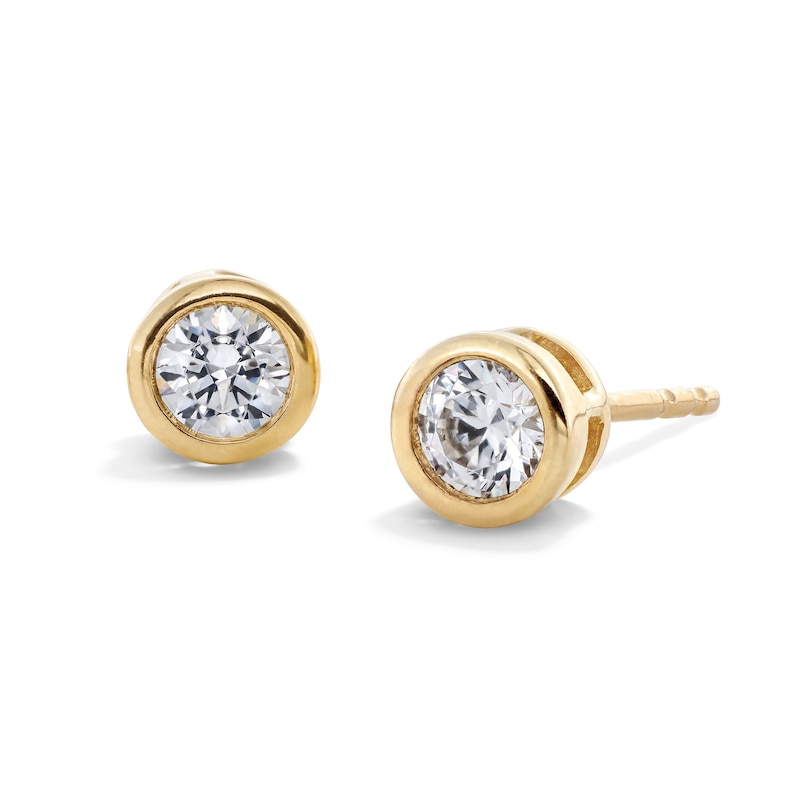 Main Image 1 of 10K Gold 1/3 CT. T.W. Lab-Grown Diamond Round Bezel Studs