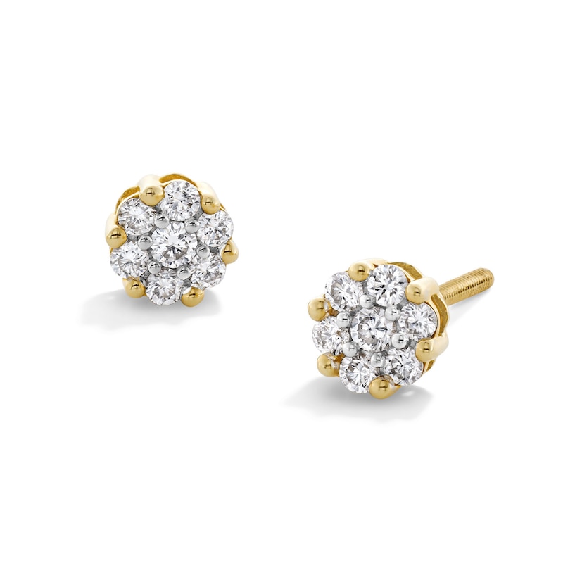 Main Image 1 of 10K Gold 1/4 CT. T.W. Lab-Grown Diamond Flower Cluster Studs