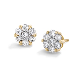 10K Gold 1 CT. T.W. Lab-Grown Diamond Flower Cluster Studs