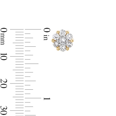 10K Gold 1 CT. T.W. Lab-Grown Diamond Flower Cluster Studs