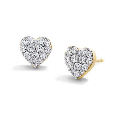 10K Gold /8 CT. T.W. Lab-Grown Diamond Heart Cluster Studs