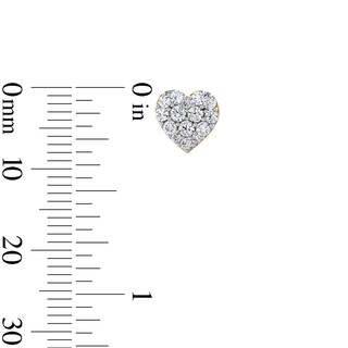 10K Gold /8 CT. T.W. Lab-Grown Diamond Heart Cluster Studs