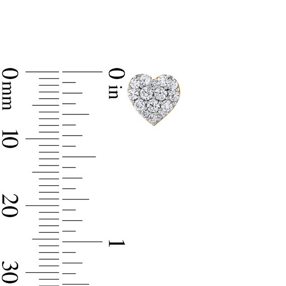 10K Gold /8 CT. T.W. Lab-Grown Diamond Heart Cluster Studs