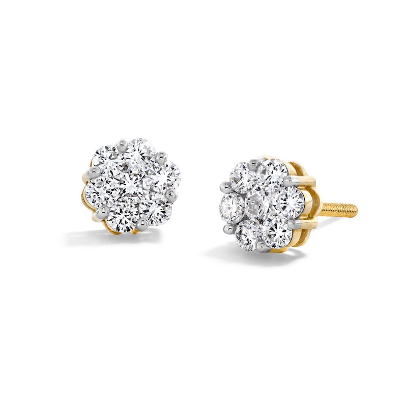 Main Image 1 of 10K Gold 1/2 CT. T.W. Lab-Grown Diamond Flower Cluster Studs