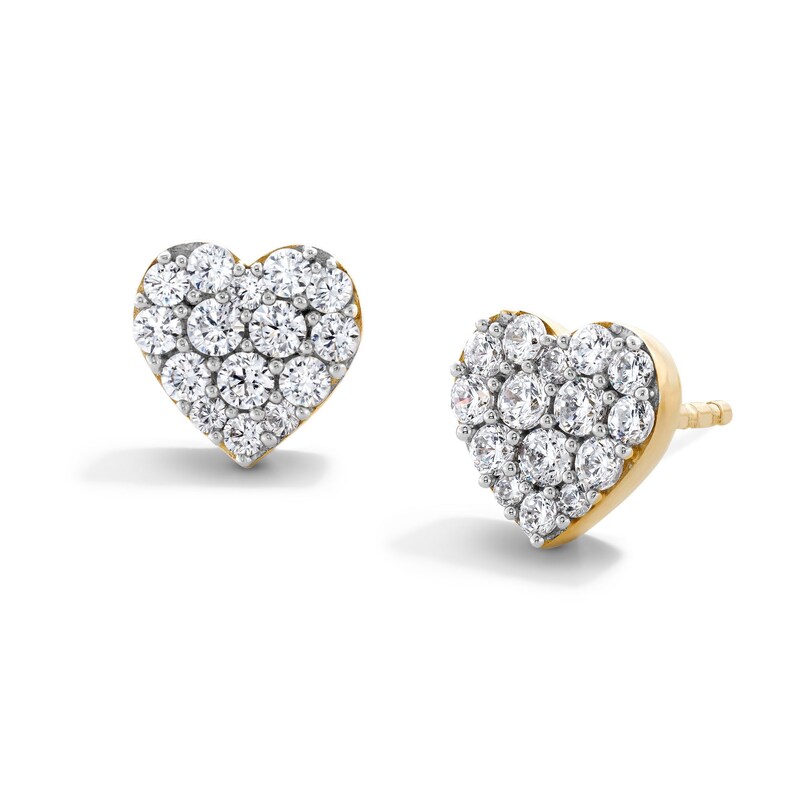Main Image 1 of 10K Gold 3/8 CT. T.W. Lab-Grown Diamond Heart Cluster Studs