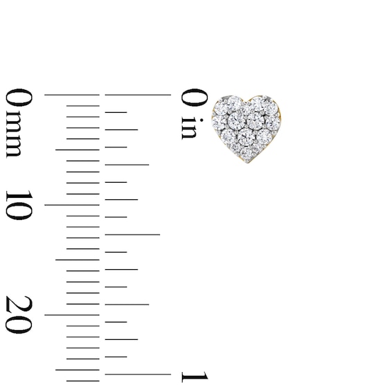 10K Gold 3/8 CT. T.W. Lab-Grown Diamond Heart Cluster Studs