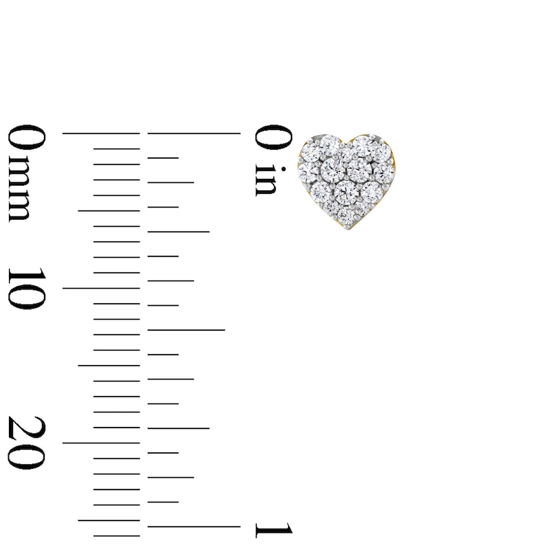 Main Image 2 of 10K Gold 3/8 CT. T.W. Lab-Grown Diamond Heart Cluster Studs