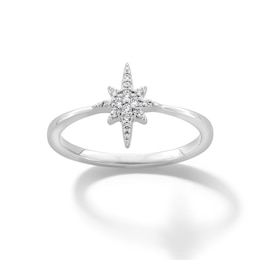 Sterling Silver CZ North Star Ring - Size 7