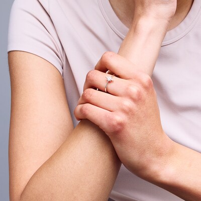 Sterling Silver CZ North Star Ring - Size 7