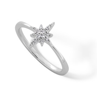 Sterling Silver CZ North Star Ring - Size 7