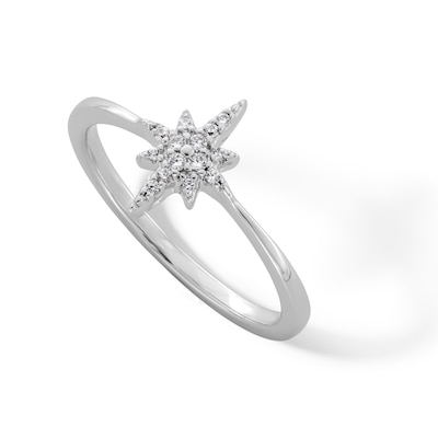 Sterling Silver CZ North Star Ring - Size 7