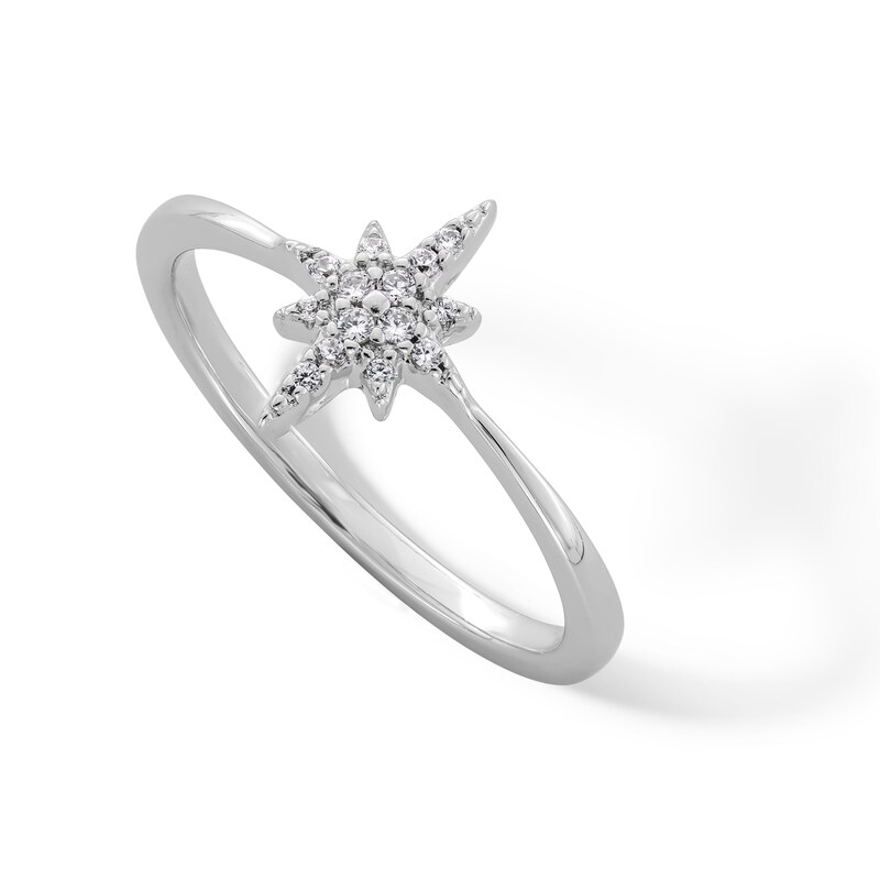 Main Image 3 of Sterling Silver CZ North Star Ring - Size 7