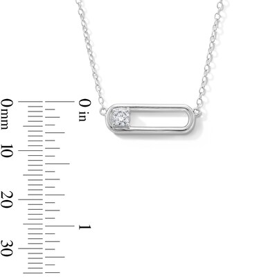Sterling Silver CZ Paper Clip Pendant - 16" + 2"