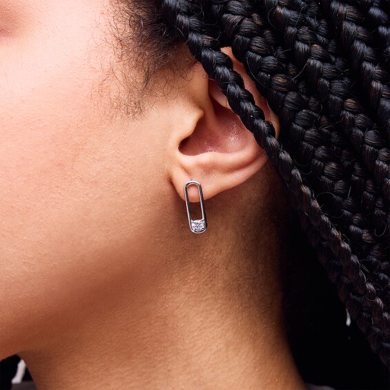 Sterling Silver CZ Paper Clip Studs