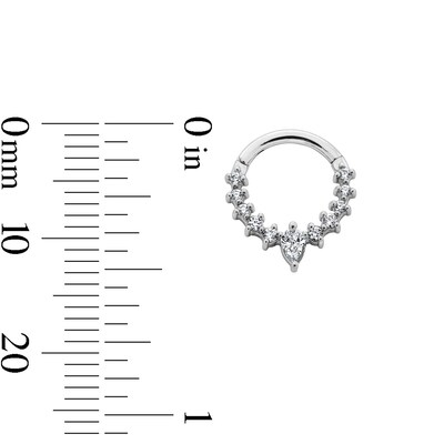 Semi-Solid Stainless Steel CZ Pear-Shaped and Round Hinged Hoop - 16G 5/16"