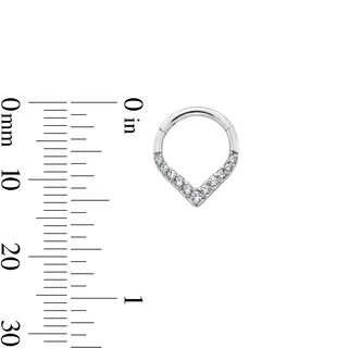 Semi-Solid Titanium CZ Tapered Chevron Hoop - 16G 3/8"