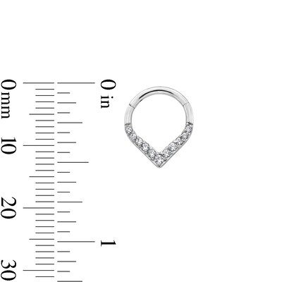 Semi-Solid Titanium CZ Tapered Chevron Hoop - 16G 3/8"
