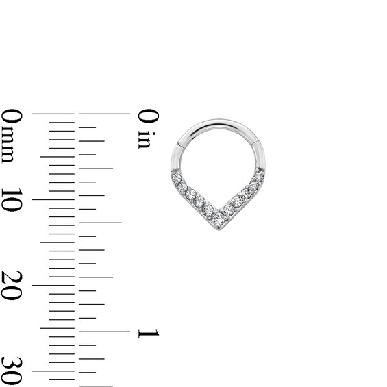 Semi-Solid Titanium CZ Tapered Chevron Hoop - 16G 3/8"