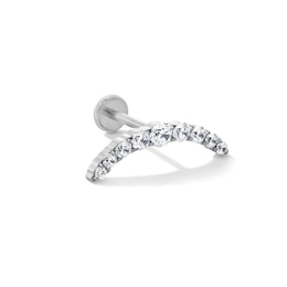 Solid Titanium CZ Multi-Stone Curved Cartilage Earring - 18G 5/16"