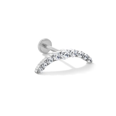 Solid Titanium CZ Graduated Curved Cartilage Stud - 18G 5/16"
