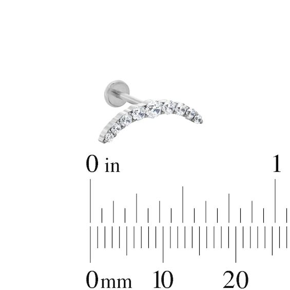 Solid Titanium CZ Graduated Curved Cartilage Stud - 18G 5/16"