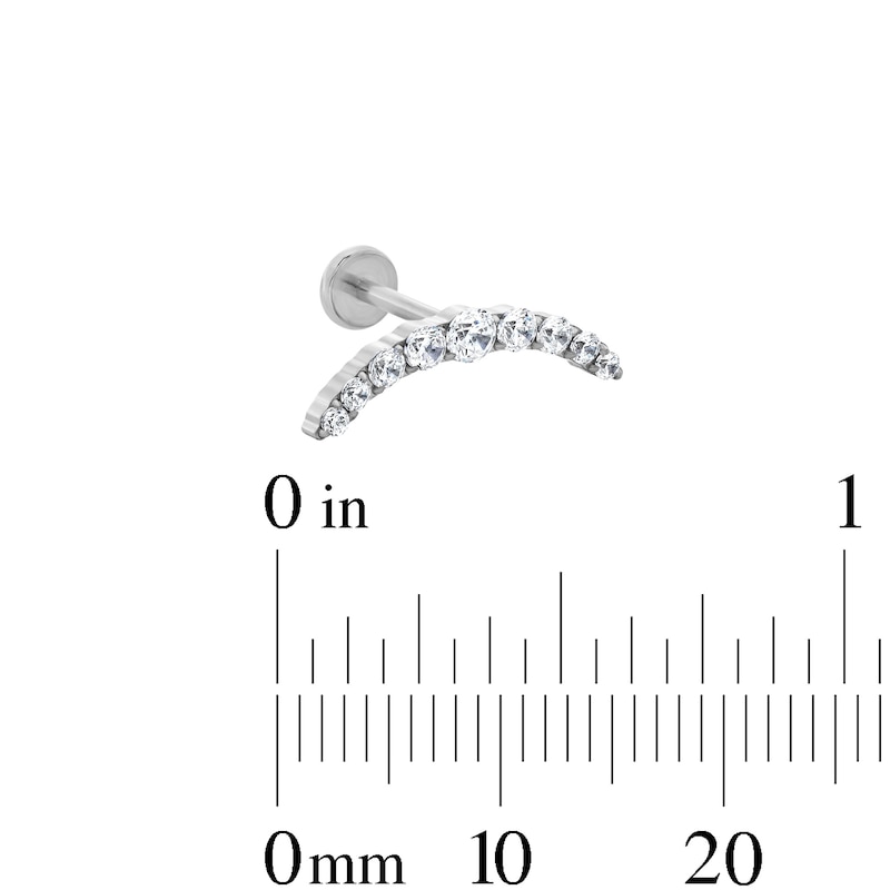 Main Image 2 of Solid Titanium CZ Multi-Stone Curved Cartilage Earring - 18G 5/16"