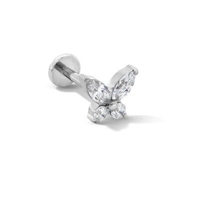 Solid Titanium CZ Butterfly Cartilage Stud - 18G 5/16”