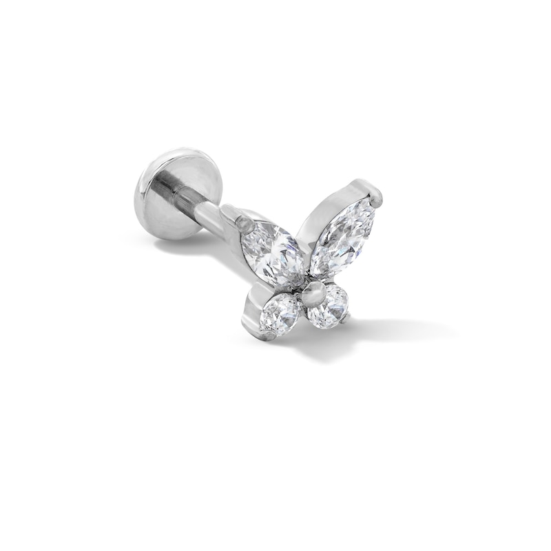 Solid Titanium CZ Butterfly Cartilage Stud - 18G 5/16”