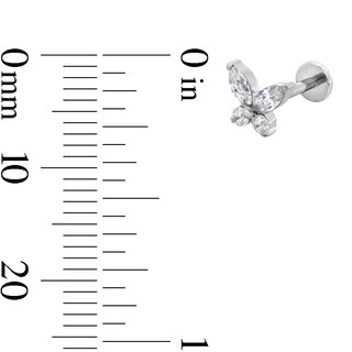 Solid Titanium CZ Butterfly Cartilage Stud - 18G 5/16”