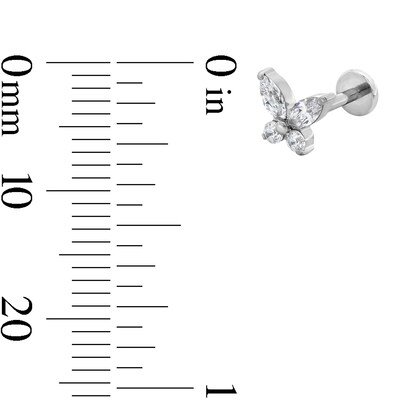 Solid Titanium CZ Butterfly Cartilage Stud - 18G 5/16”