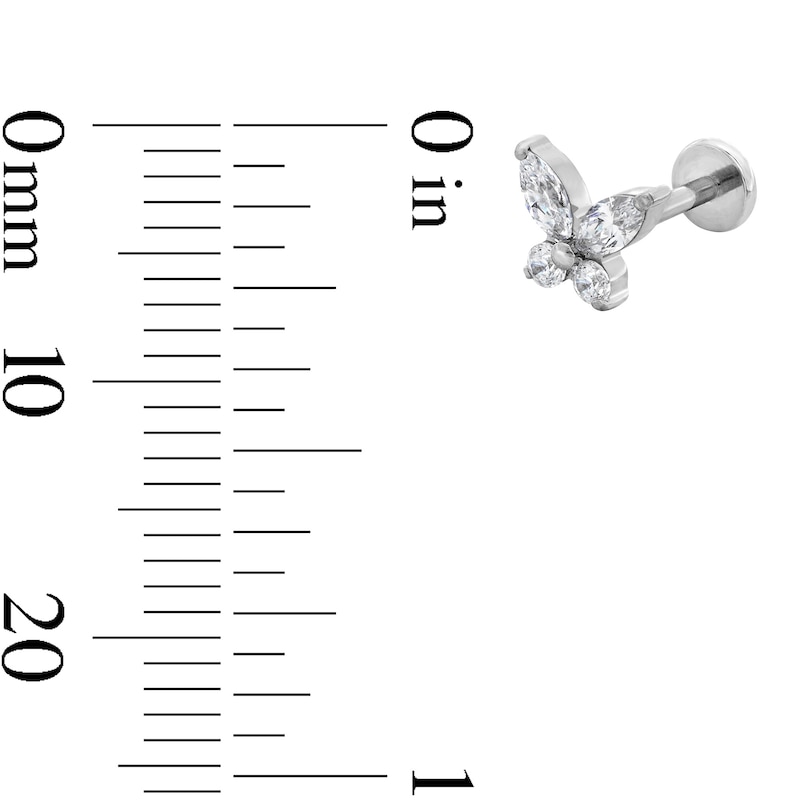 Main Image 2 of Titanium CZ Marquise and Round Cartilage Stud - 18G 5/16”