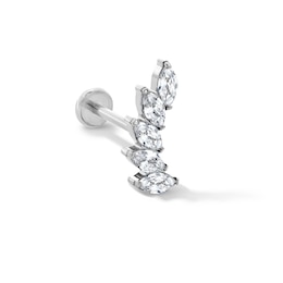 Solid Titanium CZ Marquise-Cut Cartilage Earring - 18G 5/16"