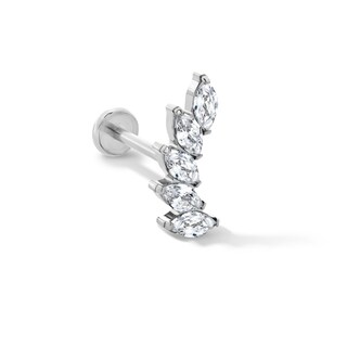Solid Titanium CZ Marquise Crawler Cartilage Stud - 18G 5/16"