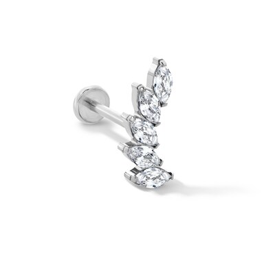 Solid Titanium CZ Marquise Crawler Cartilage Stud - 18G 5/16"