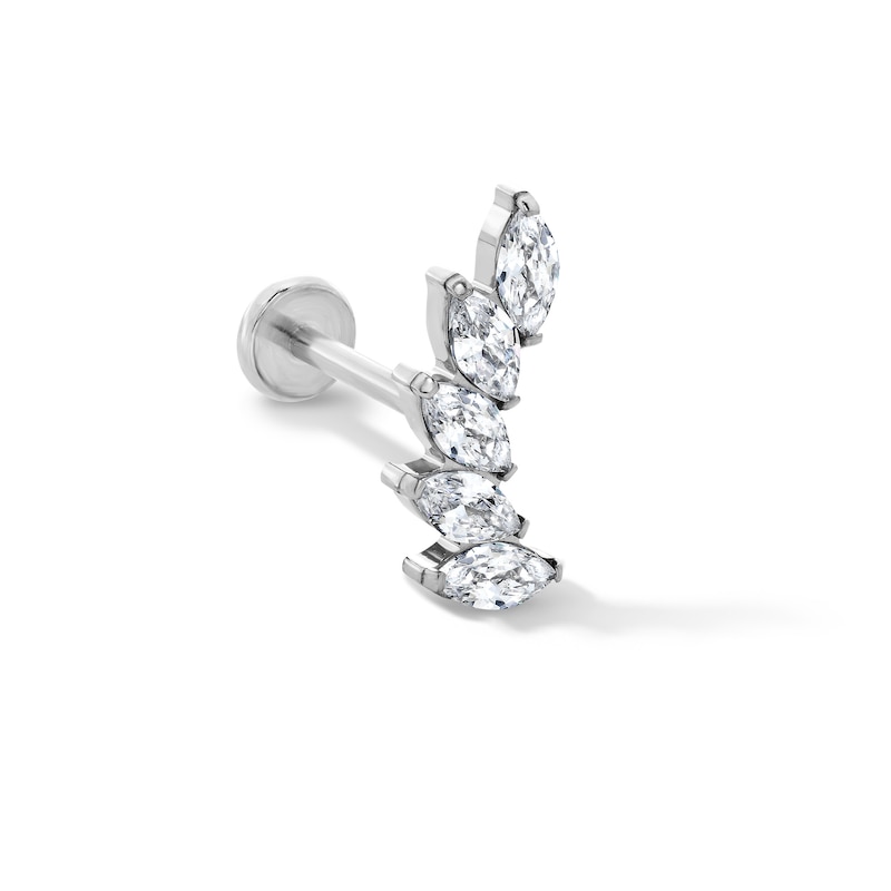 Solid Titanium CZ Marquise Crawler Cartilage Stud - 18G 5/16"