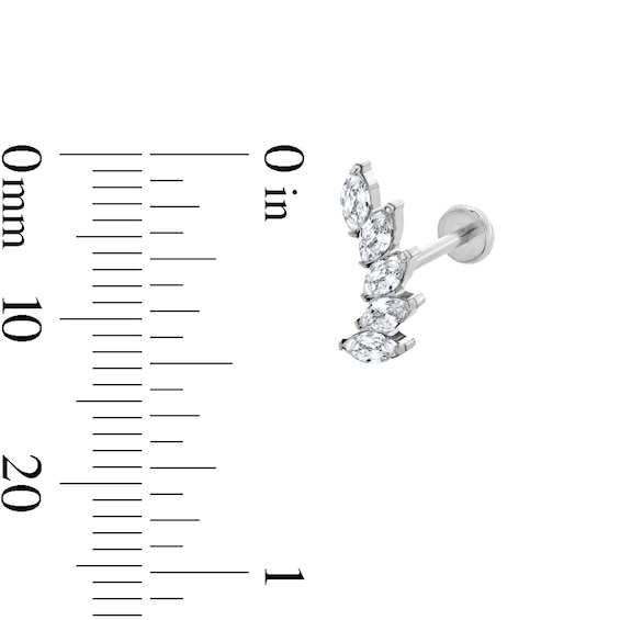 Solid Titanium CZ Marquise Crawler Cartilage Stud - 18G 5/16"