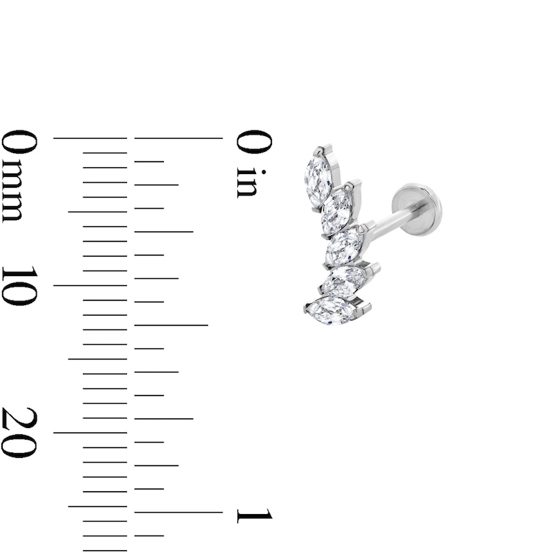 Main Image 2 of Solid Titanium CZ Marquise-Cut Cartilage Earring - 18G 5/16"