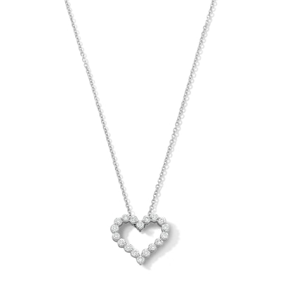 Sterling Silver 1/4 CT. T.W. Lab-Grown Diamond Open Heart Pendant - 18"