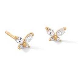 10K Solid Gold CZ Butterfly Studs