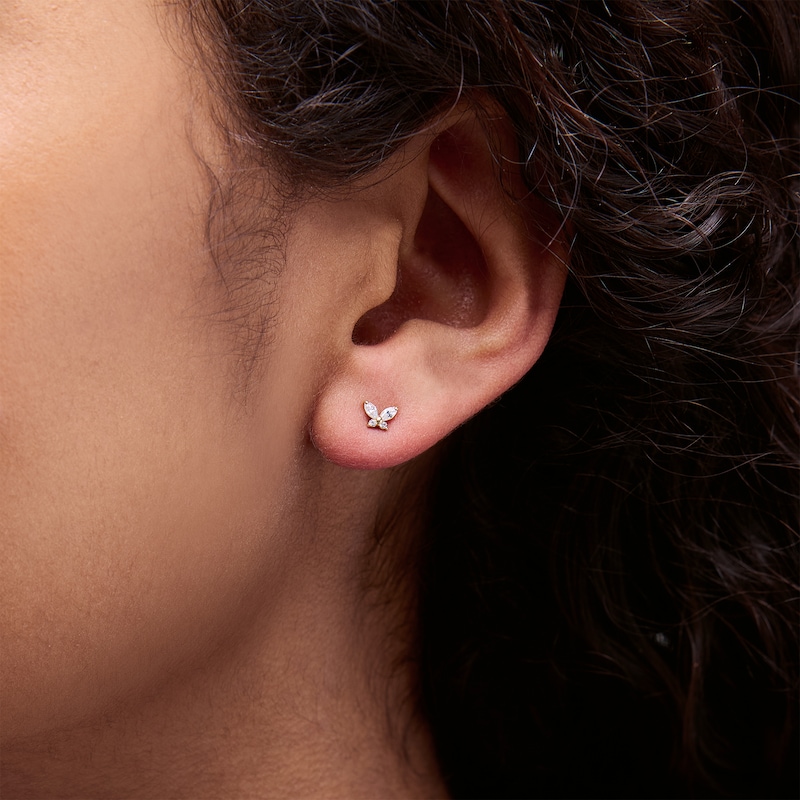 Main Image 2 of 10K Solid Gold CZ Butterfly Studs