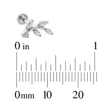 Solid Titanium CZ Curved Leaf Cartilage Stud - 18G 5/16"