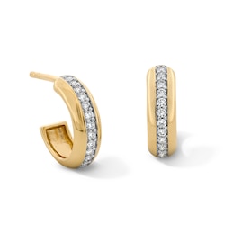 10K Gold 1/6 CT. T.W. Lab-Grown Diamond Single Row Hoops