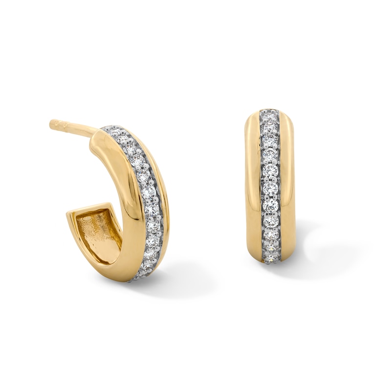 10K Gold 1/6 CT. T.W. Lab-Grown Diamond Single Row Hoops