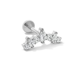 Solid Titanium CZ Marquise and Round Curved Cartilage Stud - 18G 5/16"
