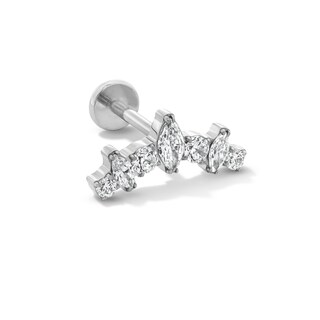 Solid Titanium CZ Curved Cartilage Stud - 18G 5/16"
