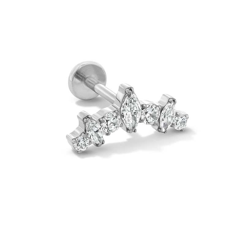 Solid Titanium CZ Curved Cartilage Stud - 18G 5/16"