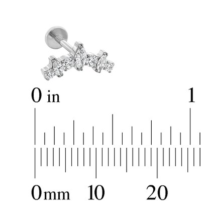 Solid Titanium CZ Curved Cartilage Stud - 18G 5/16"