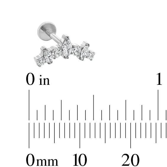 Solid Titanium CZ Curved Cartilage Stud - 18G 5/16"